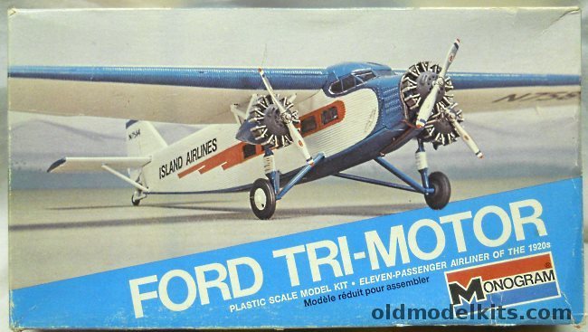 Monogram 1/77 Ford Tri-Motor Island Airways (Trimotor) -  White Box Issue, 7592 plastic model kit